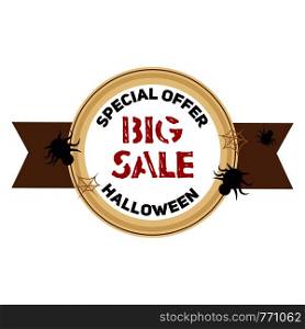 Halloween big sale logo. Cartoon of halloween big sale vector logo for web design isolated on white background. Halloween big sale logo, cartoon style