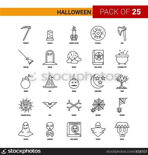 Halloween Black Line Icon - 25 Business Outline Icon Set