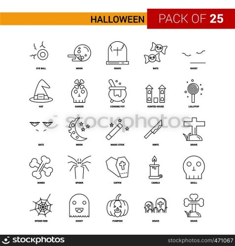 Halloween Black Line Icon - 25 Business Outline Icon Set