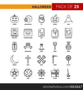 Halloween Black Line Icon - 25 Business Outline Icon Set