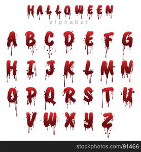 Halloween bloody alphabet i. Halloween bloody alphabet isolated on white background. Horror scary drip blood font vector illustration