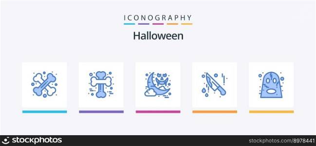 Halloween Blue 5 Icon Pack Including angry. halloween. halloween. bloody. night icon. Creative Icons Design