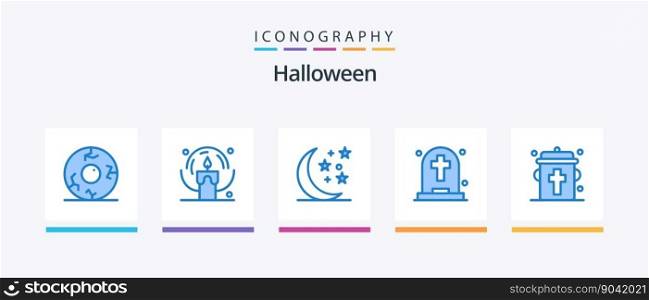 Halloween Blue 5 Icon Pack Including eye. blood. halloween. tombstone. ghost. Creative Icons Design