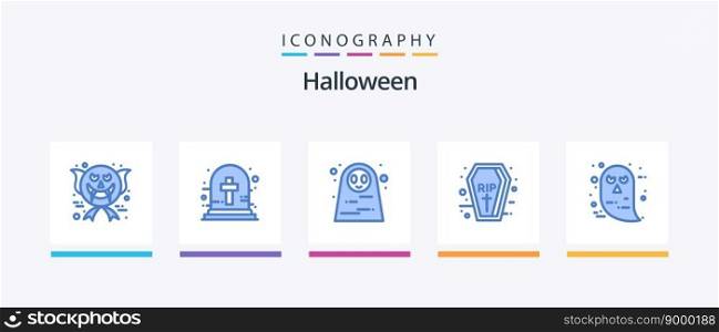 Halloween Blue 5 Icon Pack Including face. rip. dead woman. holidays. coffin. Creative Icons Design