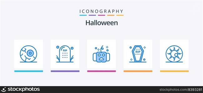 Halloween Blue 5 Icon Pack Including funeral. coffin. halloween. casket. hallows. Creative Icons Design