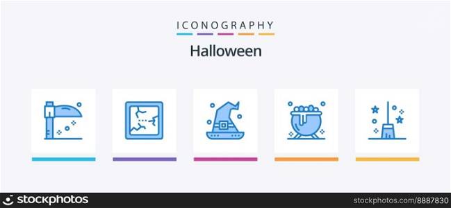 Halloween Blue 5 Icon Pack Including . halloween broom. magic. broomstick. holiday. Creative Icons Design