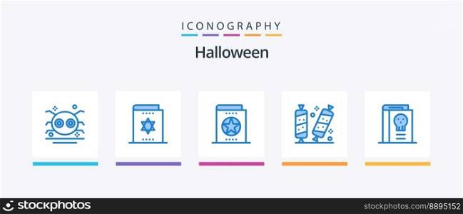 Halloween Blue 5 Icon Pack Including halloween. candy. magic book. learning. halloween. Creative Icons Design