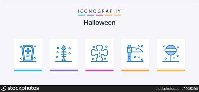 Halloween Blue 5 Icon Pack Including halloween. scythe. seafood. holiday. halloween. Creative Icons Design