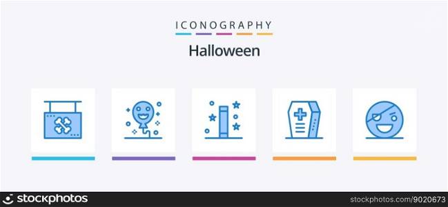 Halloween Blue 5 Icon Pack Including horror. holiday. halloween. halloween. wand. Creative Icons Design