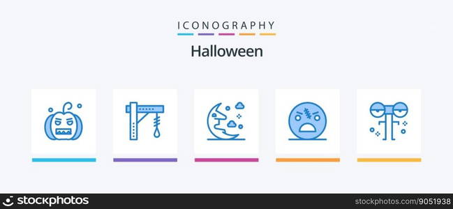 Halloween Blue 5 Icon Pack Including zombie. scary. light. halloween. sky. Creative Icons Design