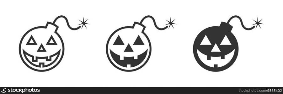 Halloween bomb icon. Halloween bomb face symbol. Vector illustration.