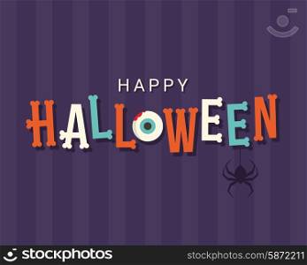 Halloween card, halloween logo title, bones font, editable vector design
