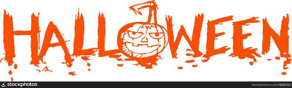 Halloween card pumpkin with ghost icon sign design