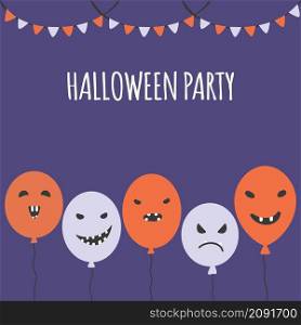 Halloween carnival background with garland flags and balloons. Vector illustration. Party invitation concept. Halloween carnival background with garland flags and balloons. Vector illustration. Party invitation concept.