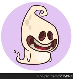 Halloween cartoon ghost character isolated on white background. Vector illustration of a cute genie