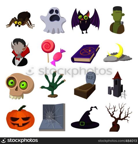 Halloween cartoon icons set isolated on white background. Halloween cartoon icons