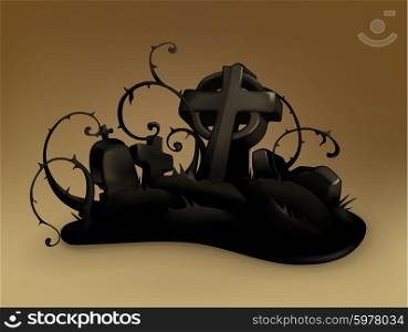Halloween, cemetery vector silhouette
