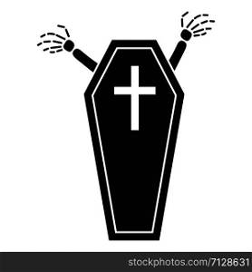Halloween coffin icon. Simple illustration of halloween coffin vector icon for web design isolated on white background. Halloween coffin icon, simple style