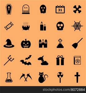 Halloween color icons on orange background, stock vector