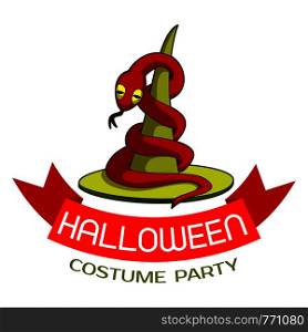 Halloween costume party logo. Cartoon of halloween costume party vector logo for web design isolated on white background. Halloween costume party logo, cartoon style