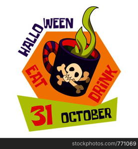 Halloween drink logo. Cartoon of halloween drink vector logo for web design isolated on white background. Halloween drink logo, cartoon style
