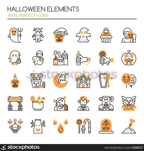 Halloween Elements , Thin Line and Pixel Perfect Icons