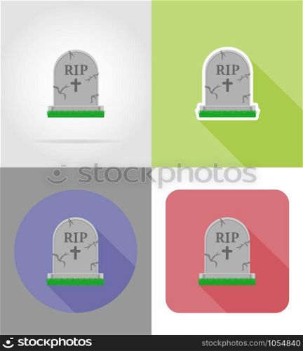 halloween grave flat icons vector illustration isolated on background