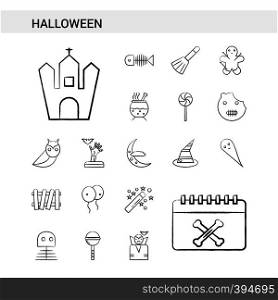 Halloween hand drawn Icon set style, isolated on white background. - Vector