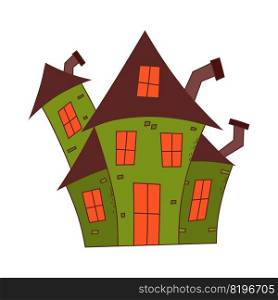 Halloween haunted house. Trick or treat concept. Flat vector illustration in hand drawn style.. Halloween haunted house. Trick or treat concept. Flat vector illustration in hand drawn style