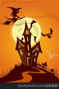 Halloween haunted house. Vector illustration