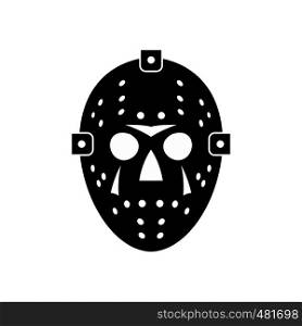 Halloween hockey mask black simple icon isolated on white background. Halloween hockey mask black simple icon