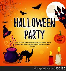 Halloween holiday background with bright characters. Invitation Template. Halloween holiday background with bright characters. Party Invitation Template