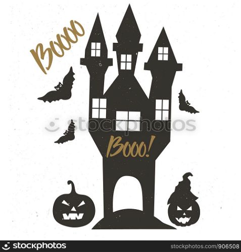 Halloween holiday badge with scary house. Perfect for poster or banner. Halloween holiday badge with scary house. Perfect for poster or banner.