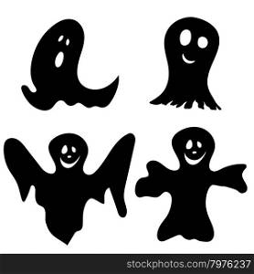 Halloween Holiday Elements Set. Collection With Different Ghosts Over White Background for Creating Halloween Designs. Vector illustration.
