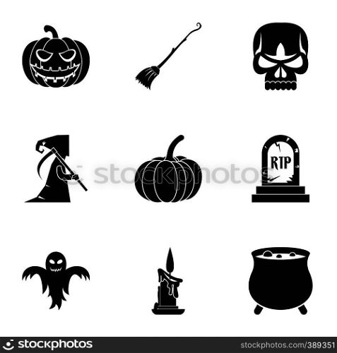 Halloween holiday icons set. Simple illustration of 9 halloween holiday vector icons for web. Halloween holiday icons set, simple style