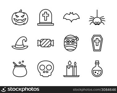 Halloween icon set outline style. Symbols for website, print, magazine, app and design.