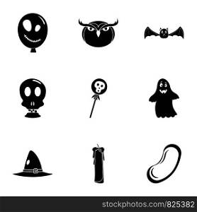 Halloween icon set. Simple set of 9 halloween vector icons for web design on white background. Halloween icon set, simple style