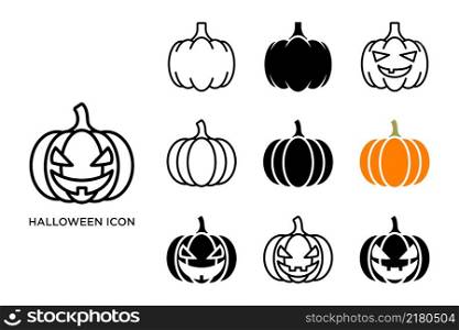 halloween icon set vector design template in white background