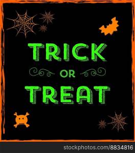 Halloween icons and trick or treat text vector image