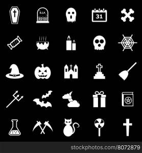 Halloween icons on black background, stock vector