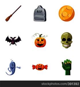 Halloween icons set. Cartoon illustration of 9 halloween vector icons for web. Halloween icons set, cartoon style