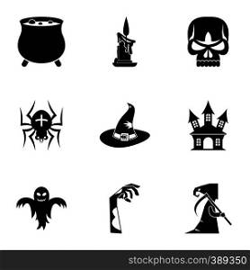 Halloween icons set. Simple illustration of 9 halloween vector icons for web. Halloween icons set, simple style