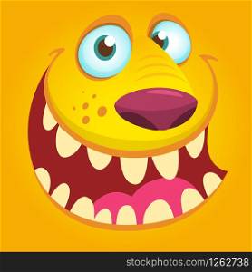 Halloween illustration goblin or troll. Vector illustration of furry monster face avatar