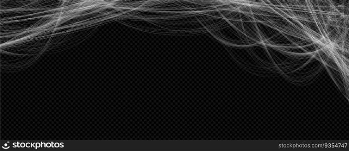 Halloween line cobweb effect vector horror corner frame. Spiderweb creepy thread graphic texture isolated natural illustration for advertising. 3d realistic goth arachnid cobwebby border design. Halloween line cobweb effect vector horror frame