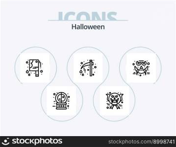 Halloween Line Icon Pack 5 Icon Design. ghost. character. halloween cross. halloween animal. face