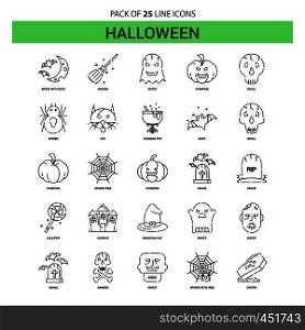 Halloween Line Icon Set - 25 Dashed Outline Style