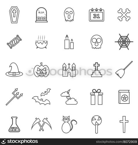 Halloween line icons on white background, stock vector