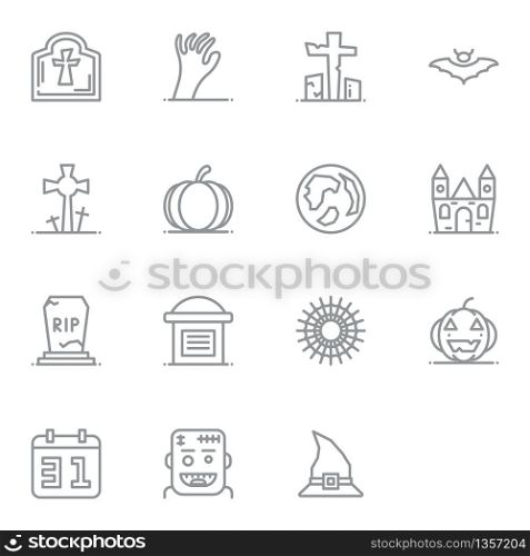 Halloween Linear Icon. Set of thin line icons pictogram.