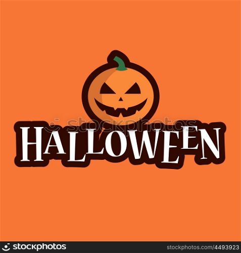 Halloween logo text with pumpkin. Editable vector design.