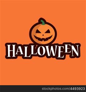 Halloween logo text with pumpkin. Editable vector design.